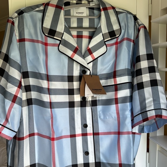 Authentic Burberry Silk Tierney Bowling Pajama Shirt - Picture 4 of 8